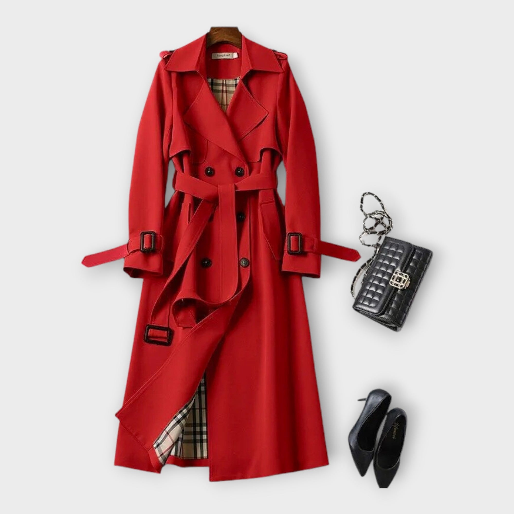 Classic Long Trench Coat with Belt