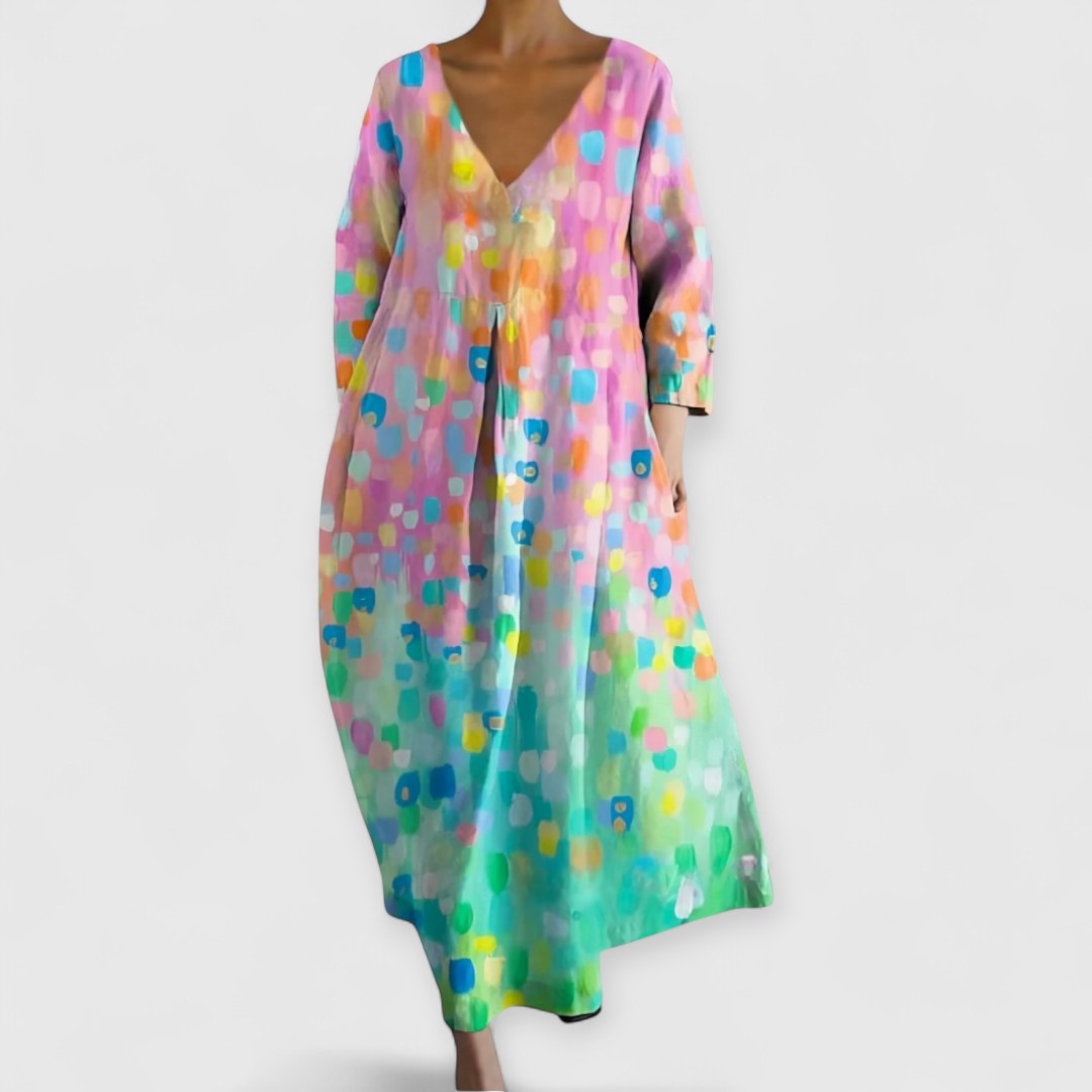 Shimmering Dress with V-Neck