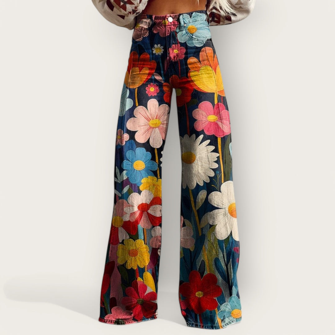 Stylish Multicoloured Trousers with Wide Legs
