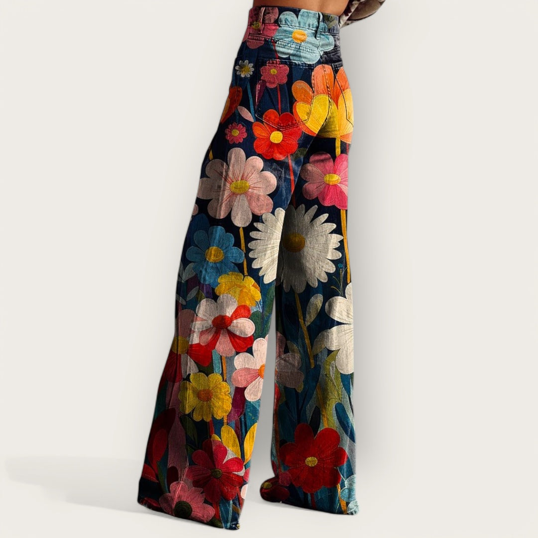 Stylish Multicoloured Trousers with Wide Legs