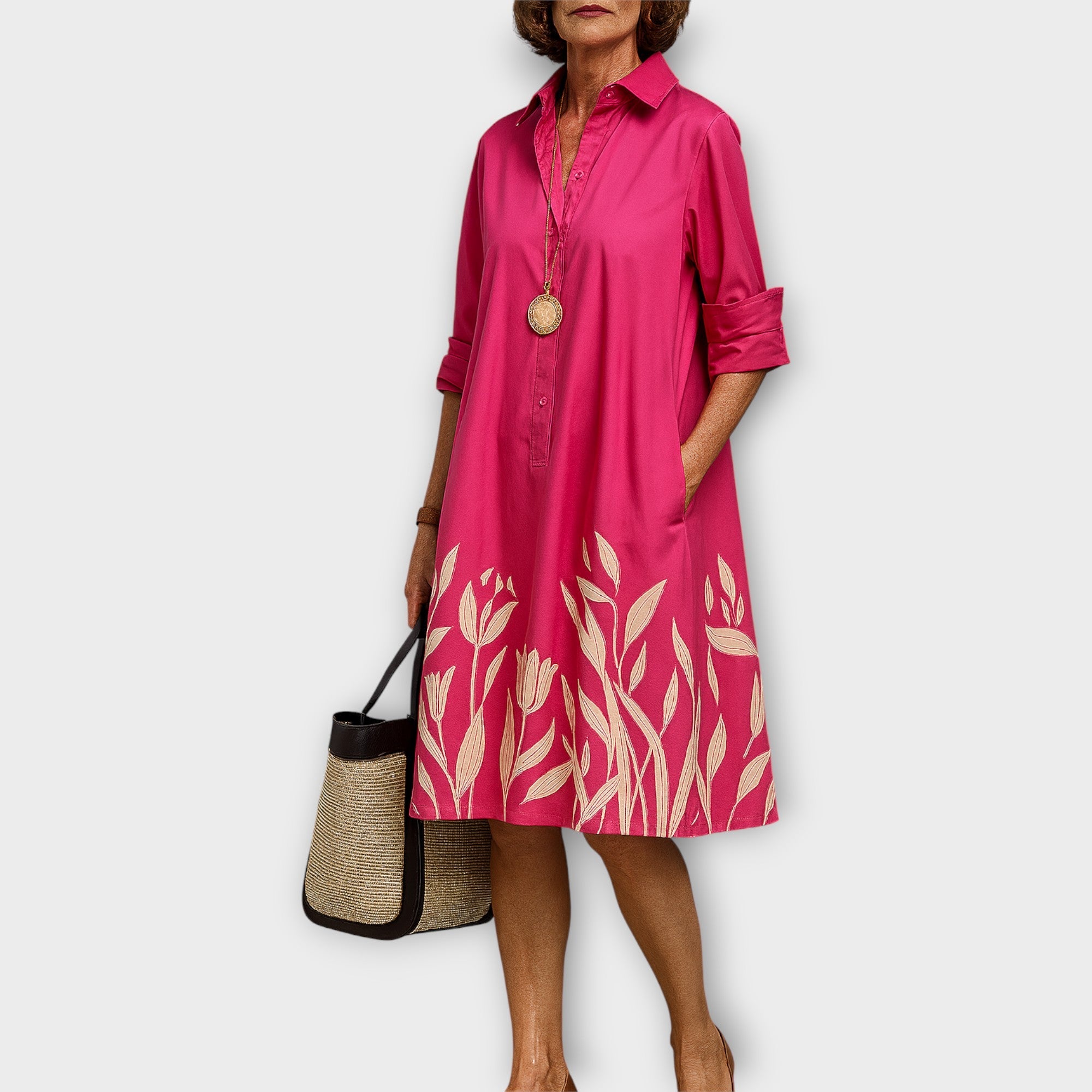 Elegant Shirt Dress with Refined Details