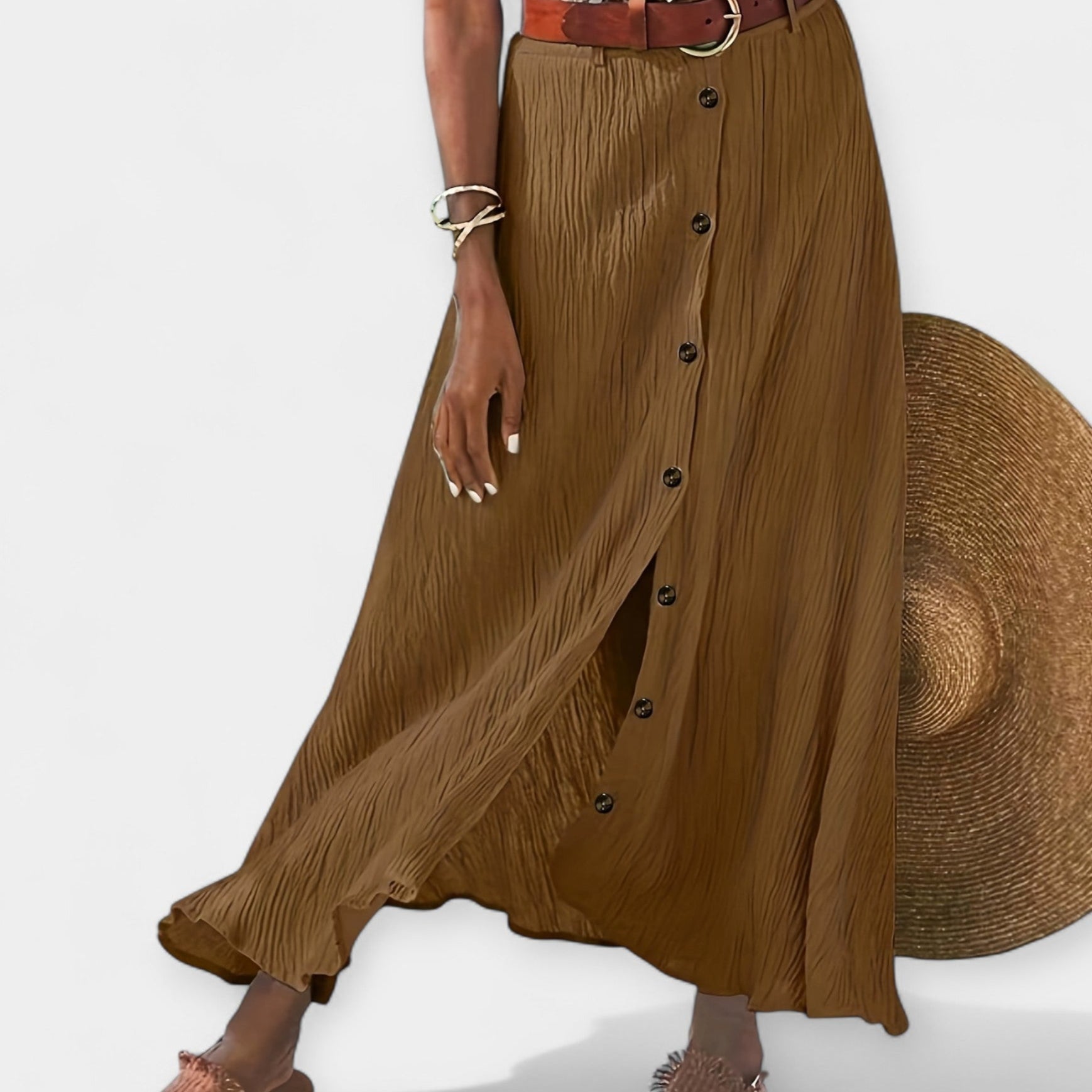 Semi-Sheer Midi Skirt with Split