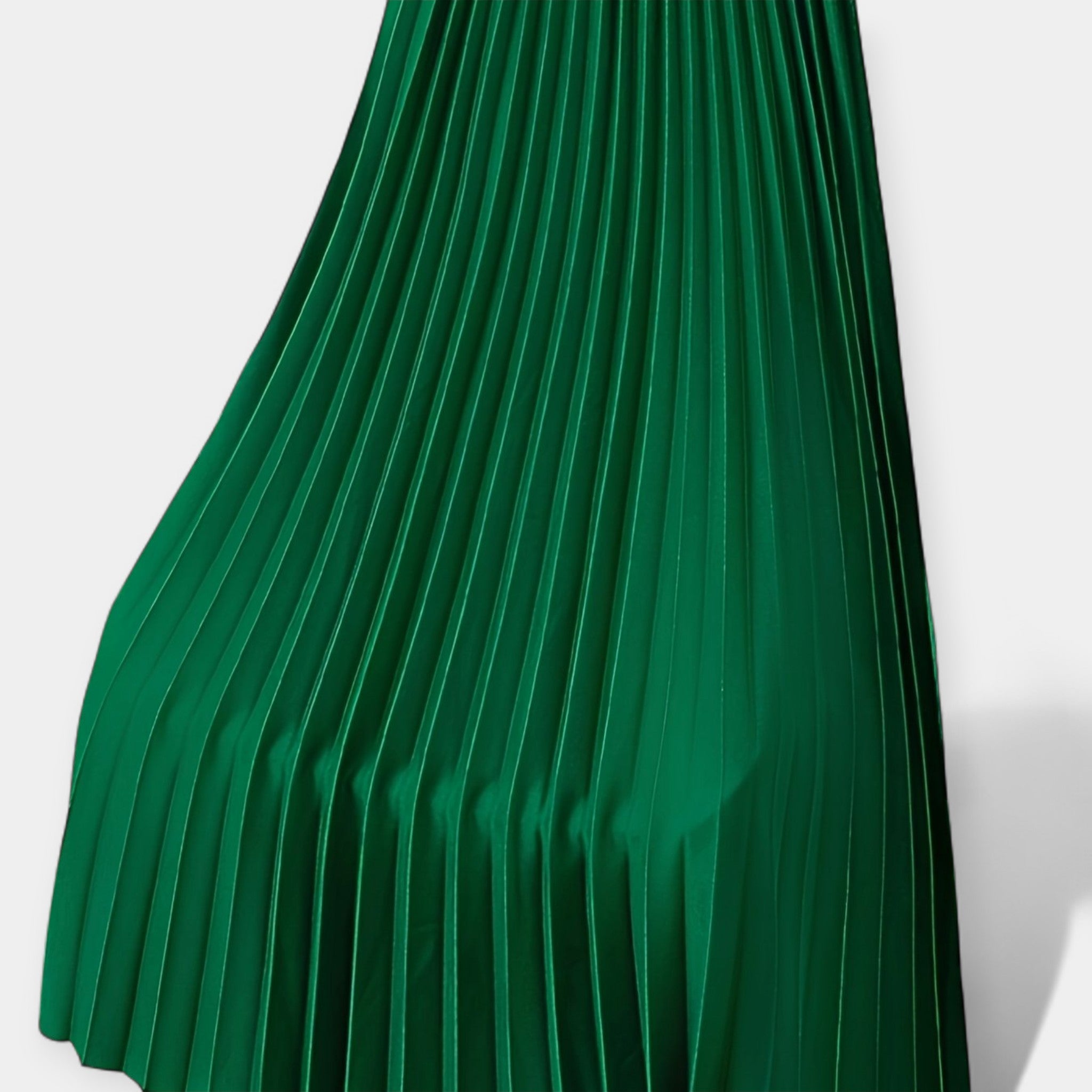 Long Pleated Satin Skirt