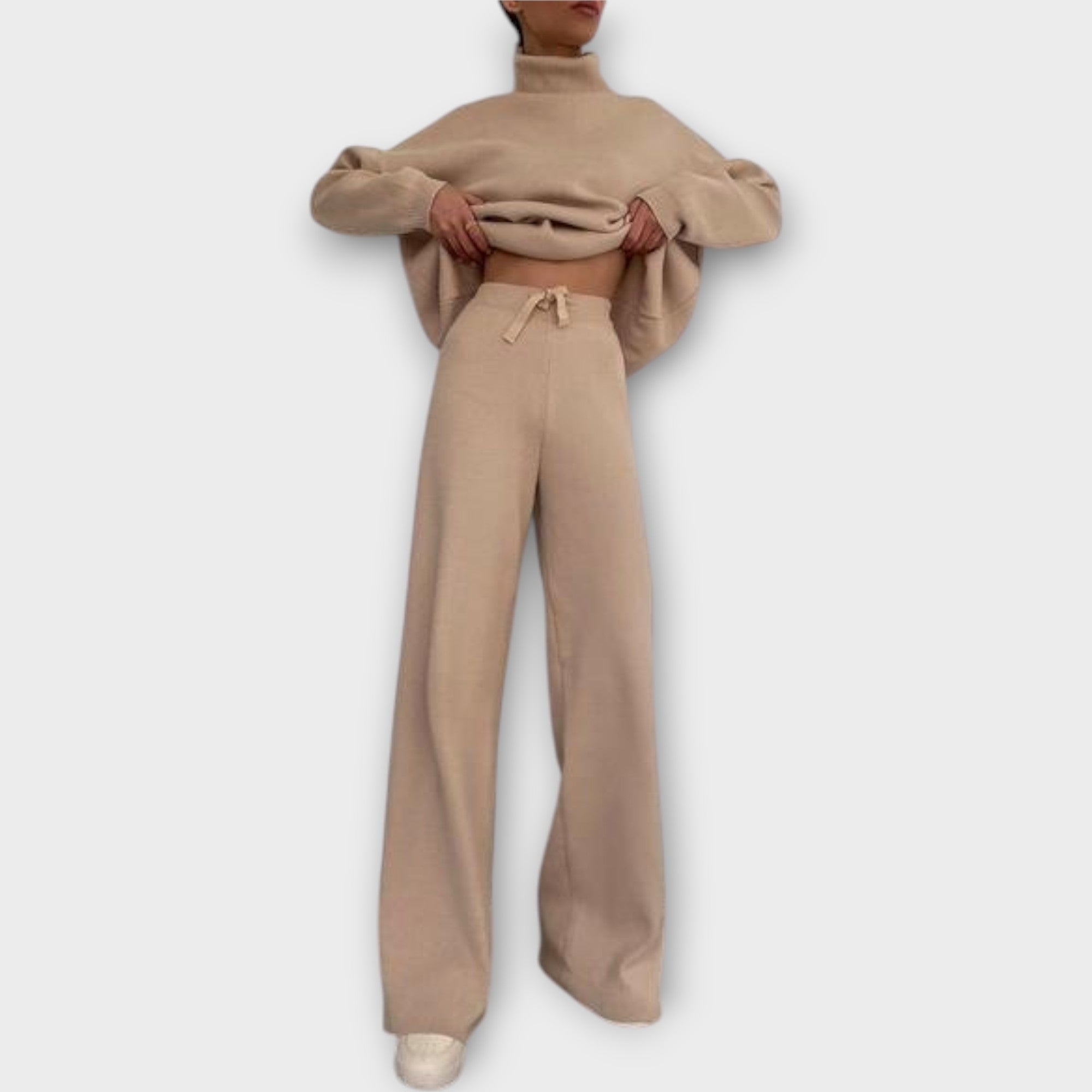 Knit Set with Turtleneck and Trousers