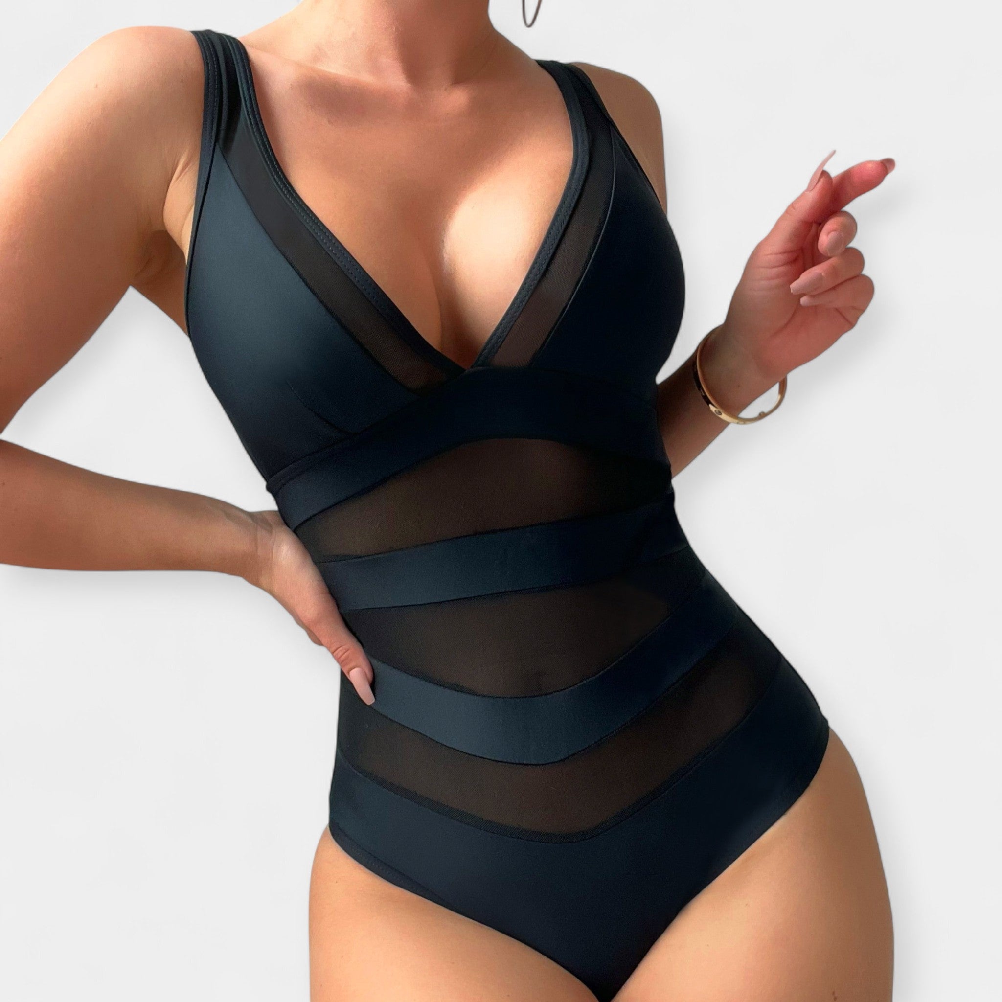 Full Body Swimsuit with Sheer Details