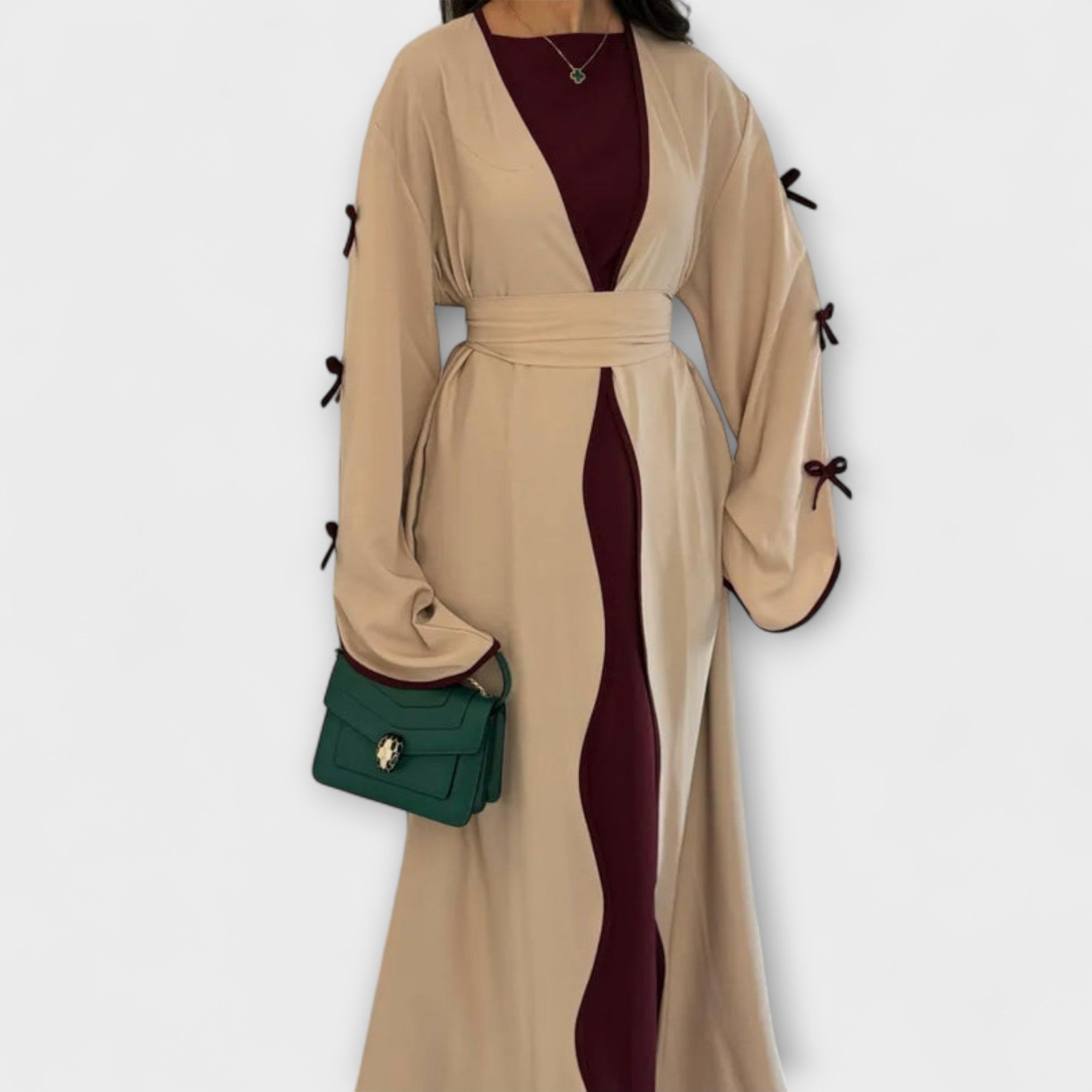 Stylish Cardigan and Dress Combined with Striped Decoration