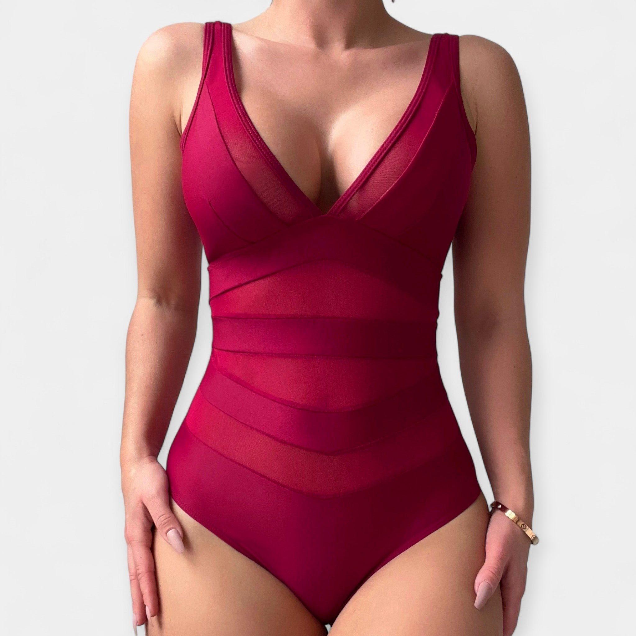 Full Body Swimsuit with Sheer Details