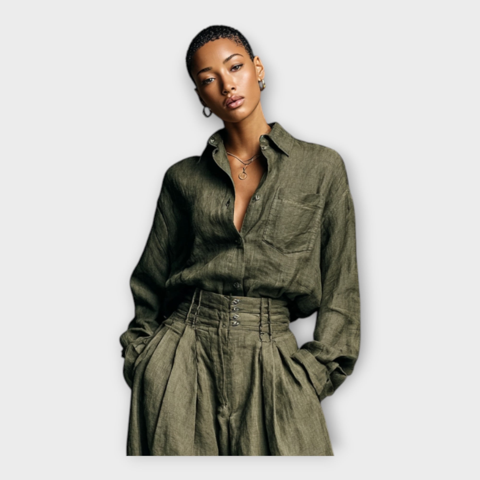 Shirt and trousers with effortless elegance