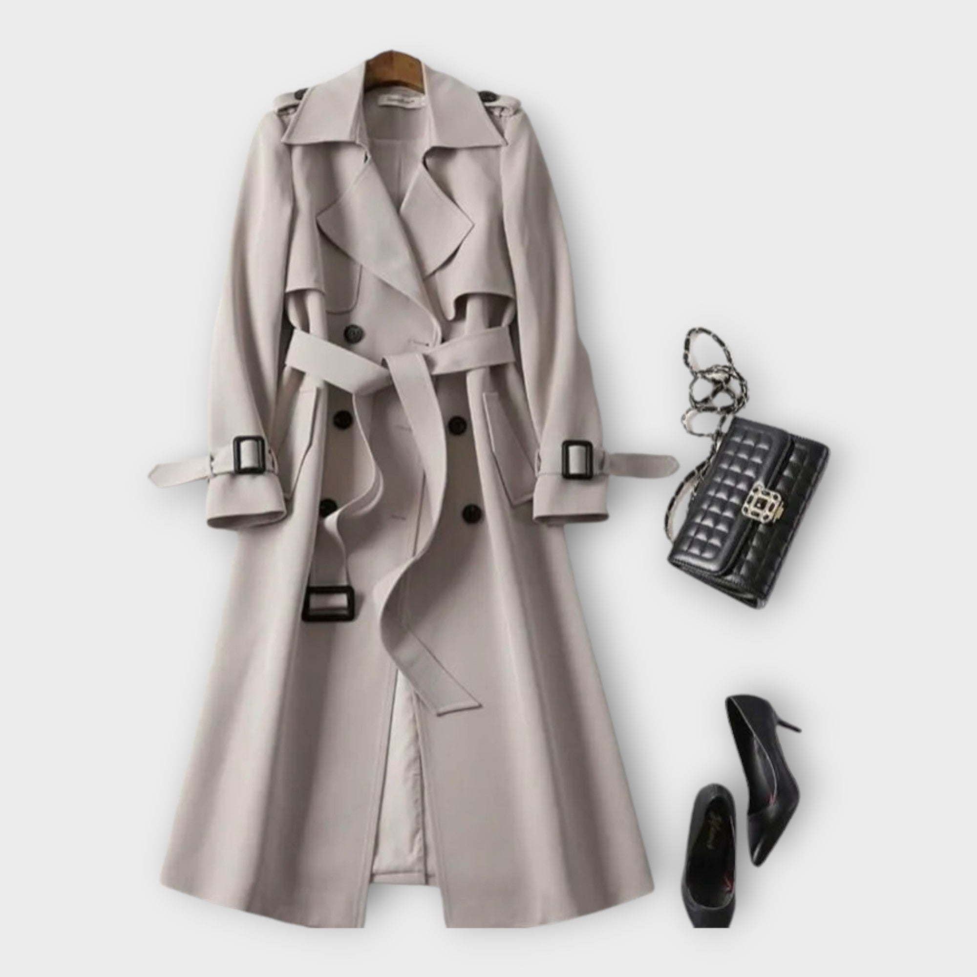 Classic Long Trench Coat with Belt