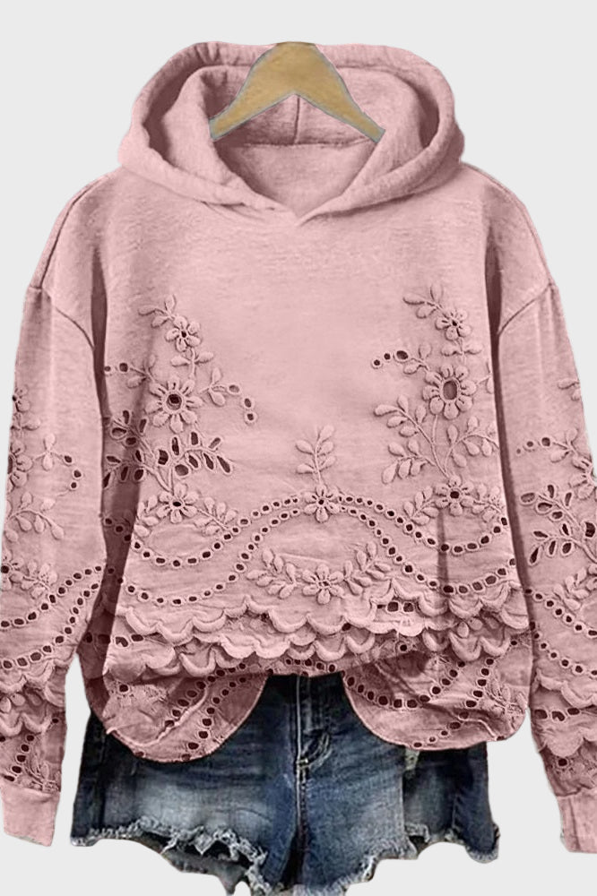 Hooded Sweatshirt in Meadow Green Lace