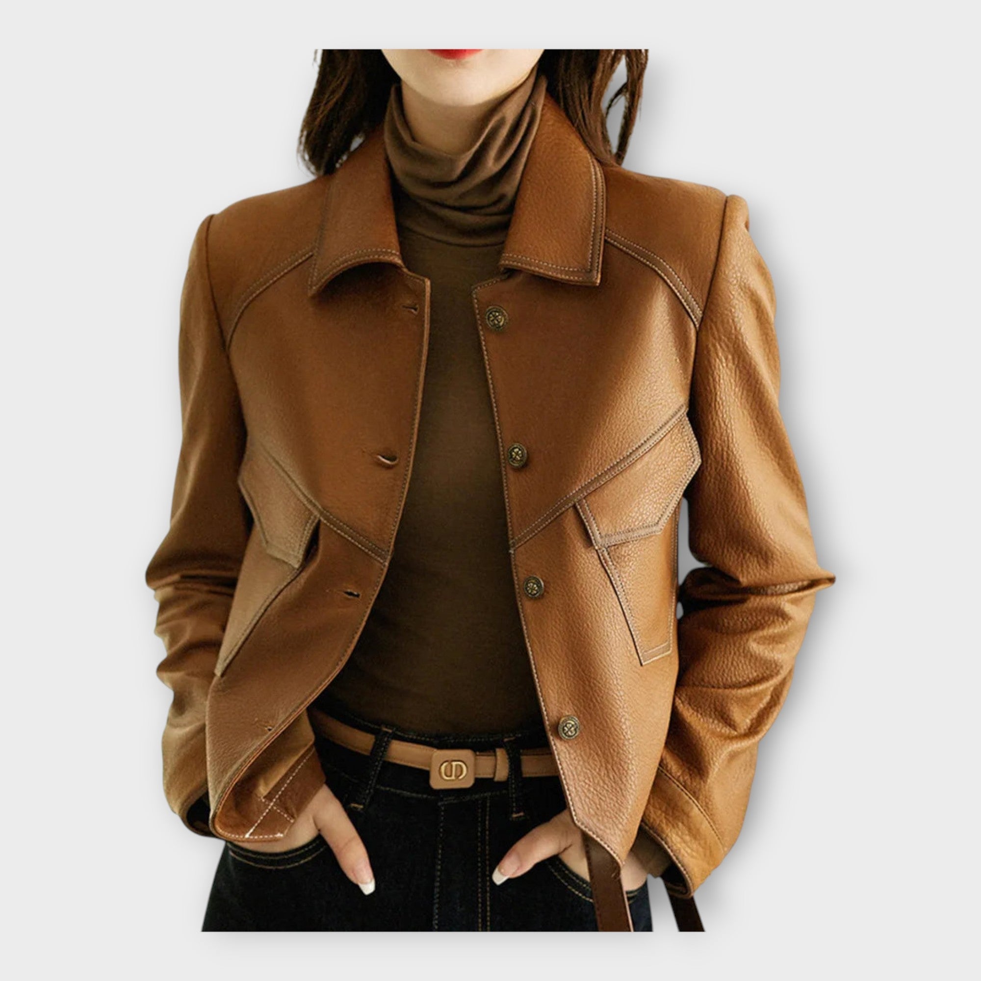 Elegant Leather Jacket with Modern Design and Refined Aesthetic