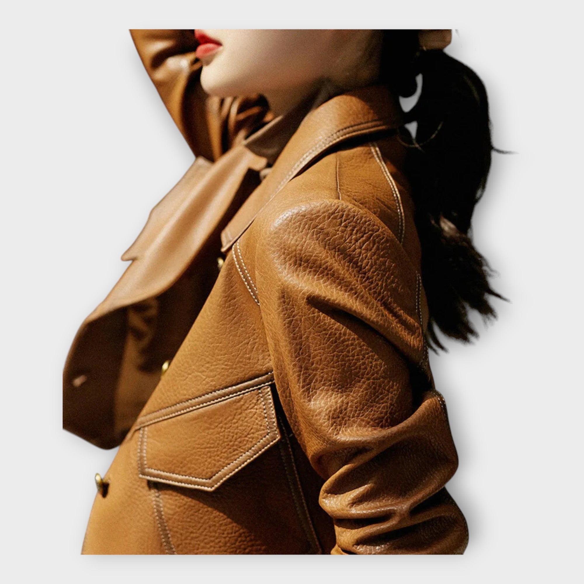 Elegant Leather Jacket with Modern Design and Refined Aesthetic