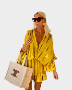 Mini Dress with High Waist and V-Neckline