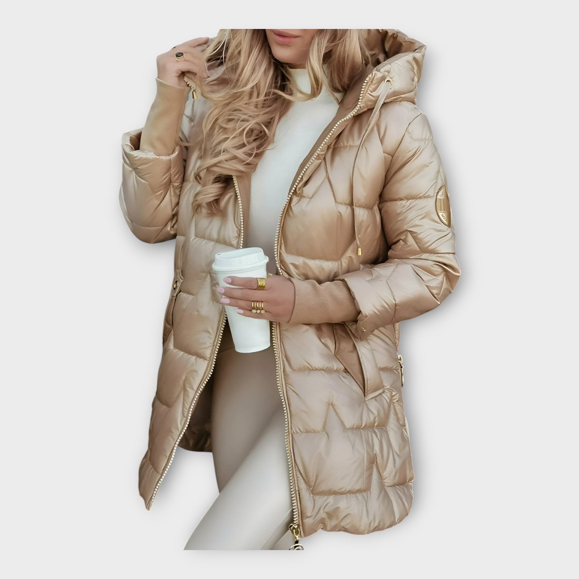 Feather Down Jacket with Hood