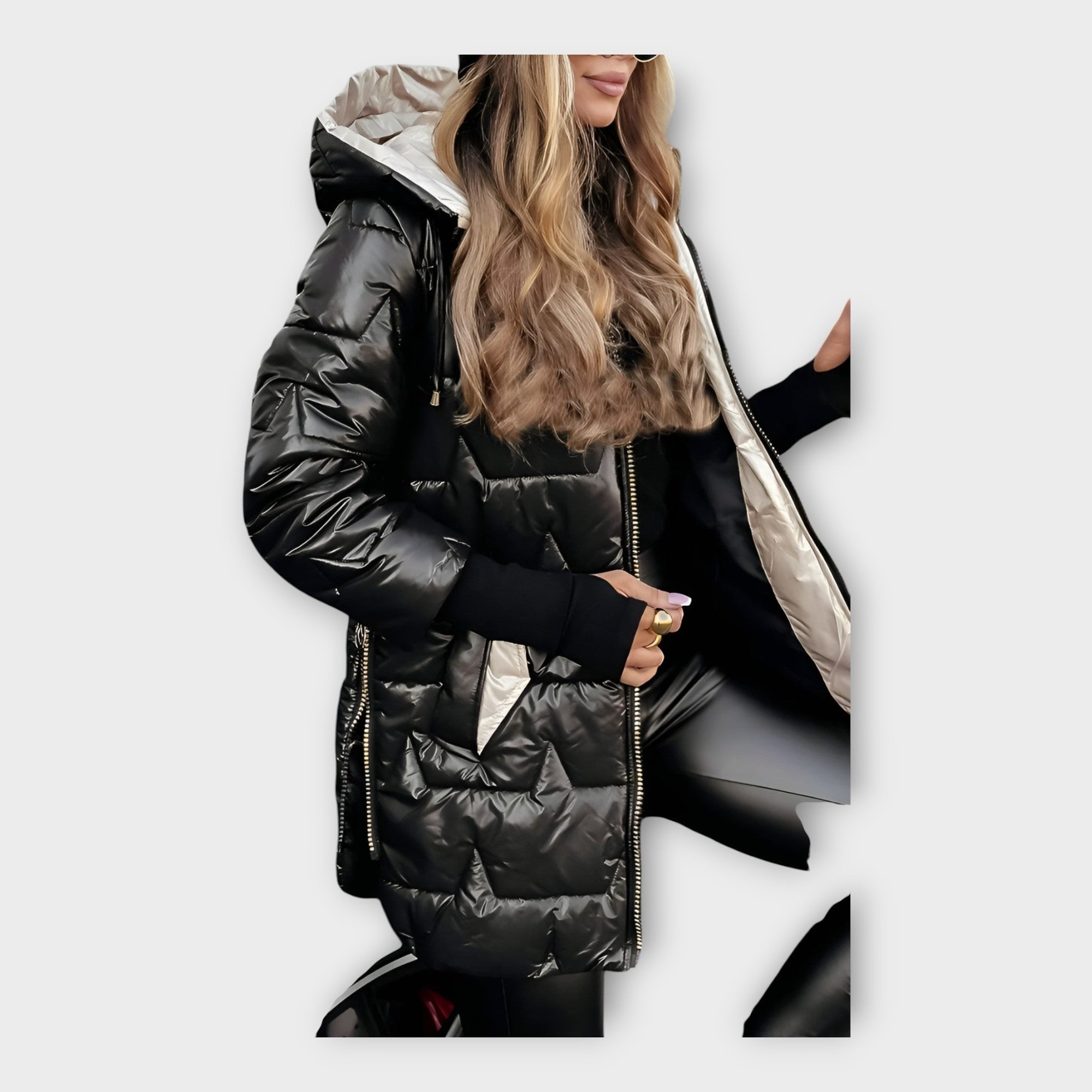 Feather Down Jacket with Hood