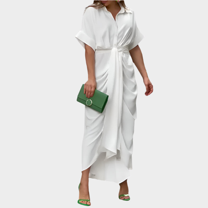 Dress with Puff Collar and Elegant Line