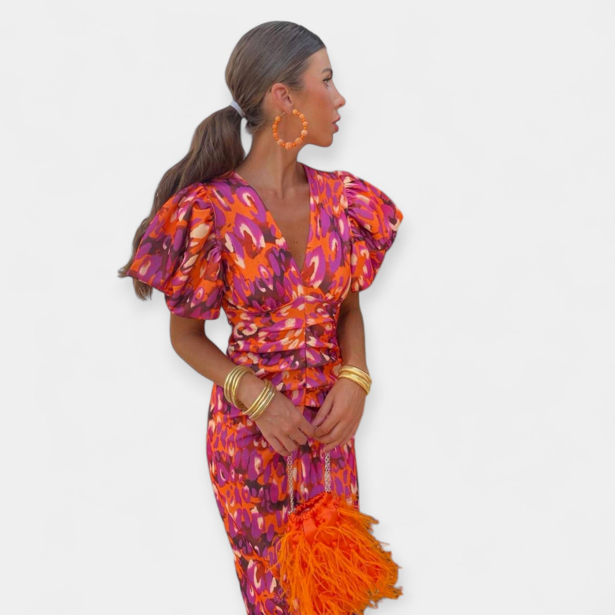 Dress with Sleeves and Ruffles