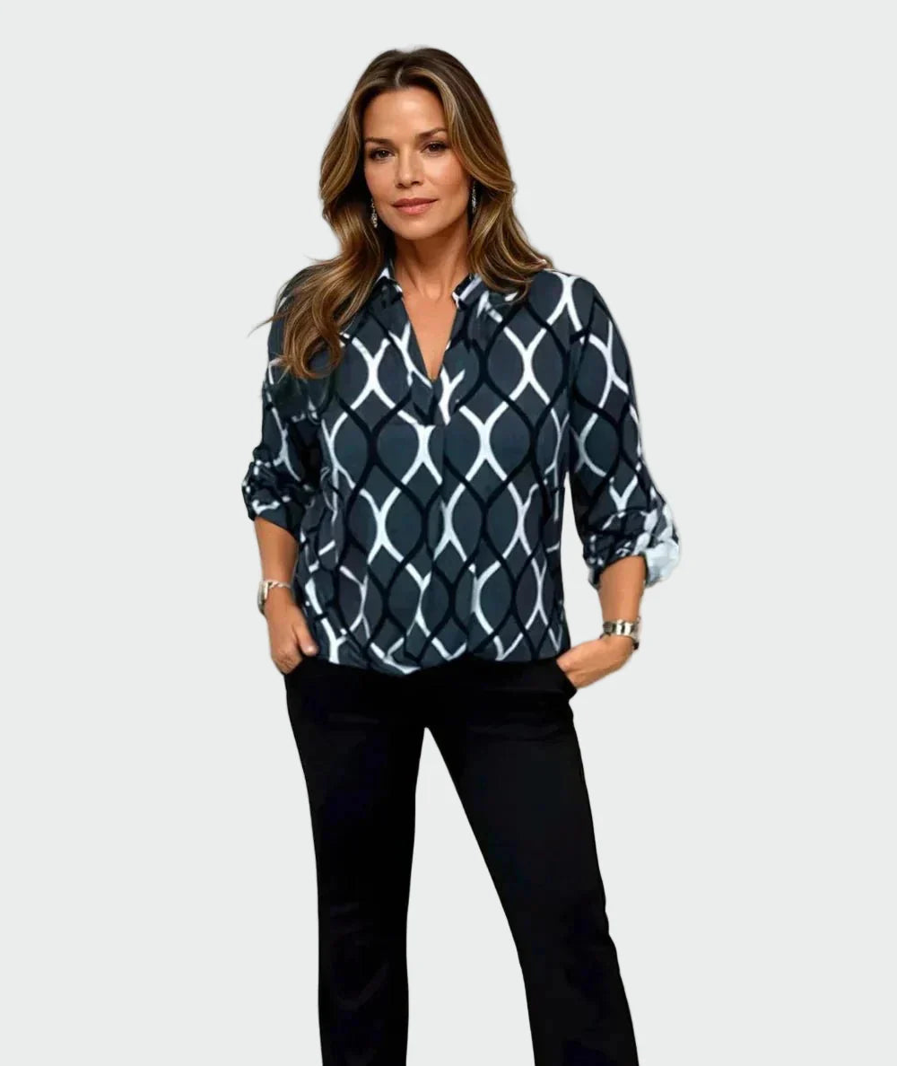 Casual long-sleeve blouse with elegant design