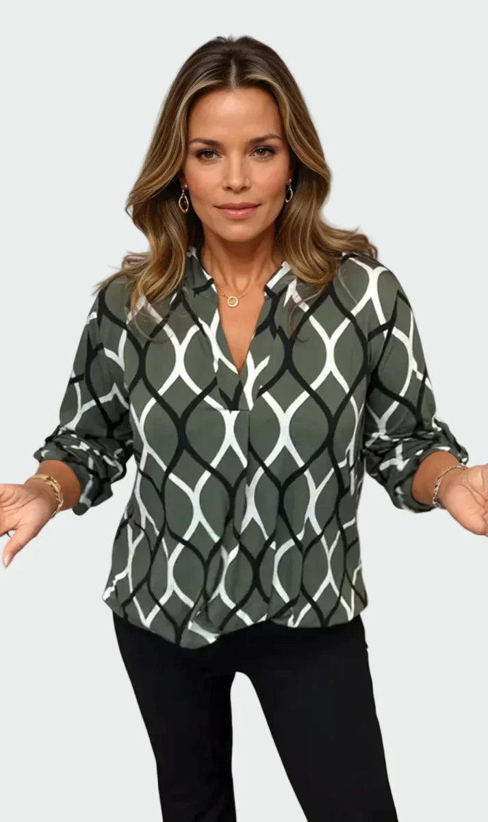 Casual long-sleeve blouse with elegant design