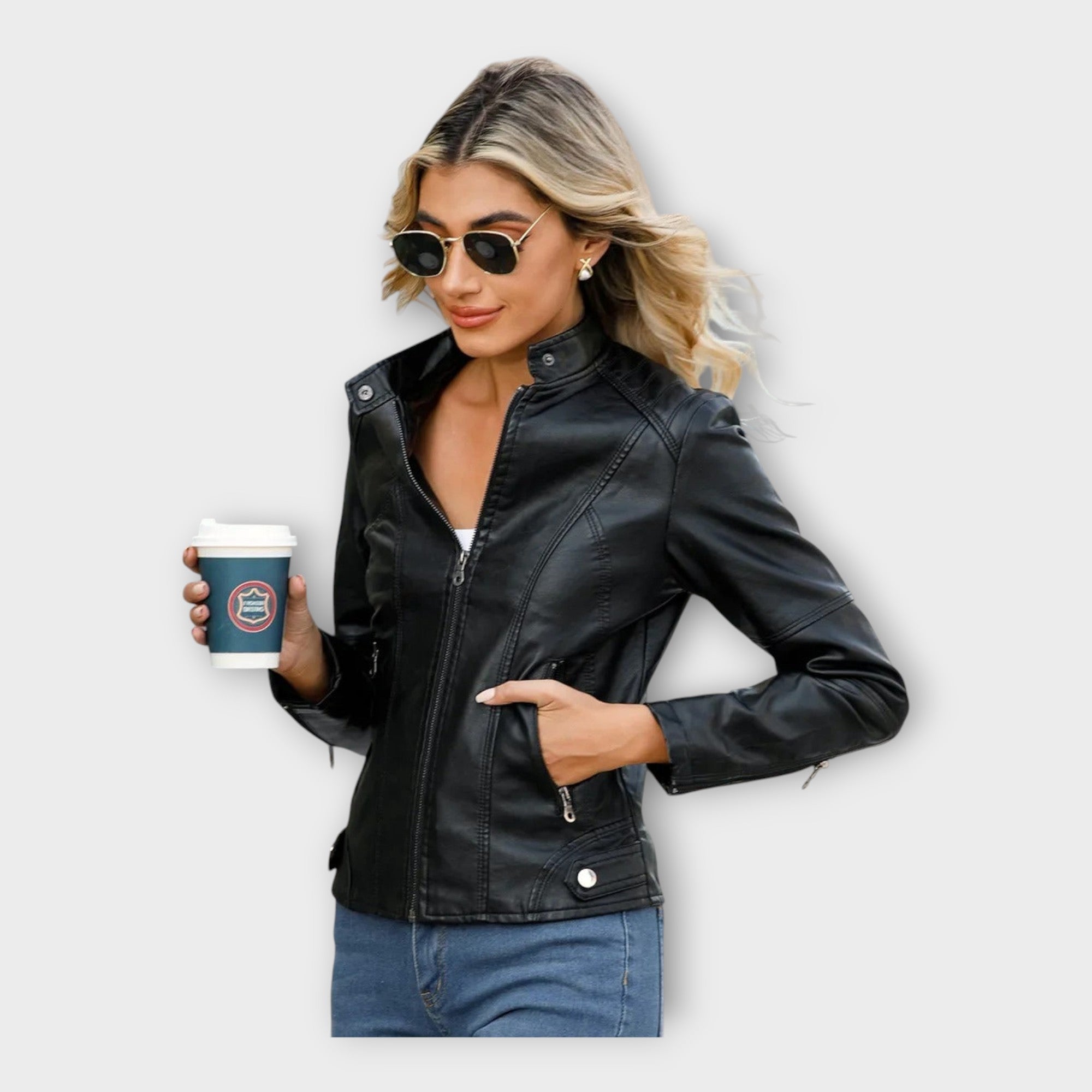 Leather Elegant Blazer with Modern Cut and Timeless Style