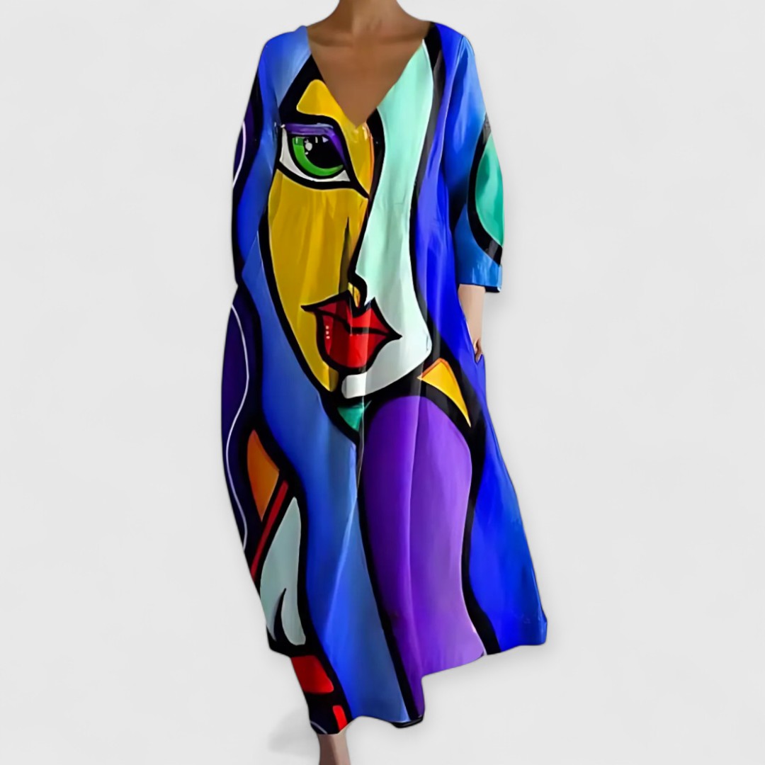 Dress with Shimmering V-Neck