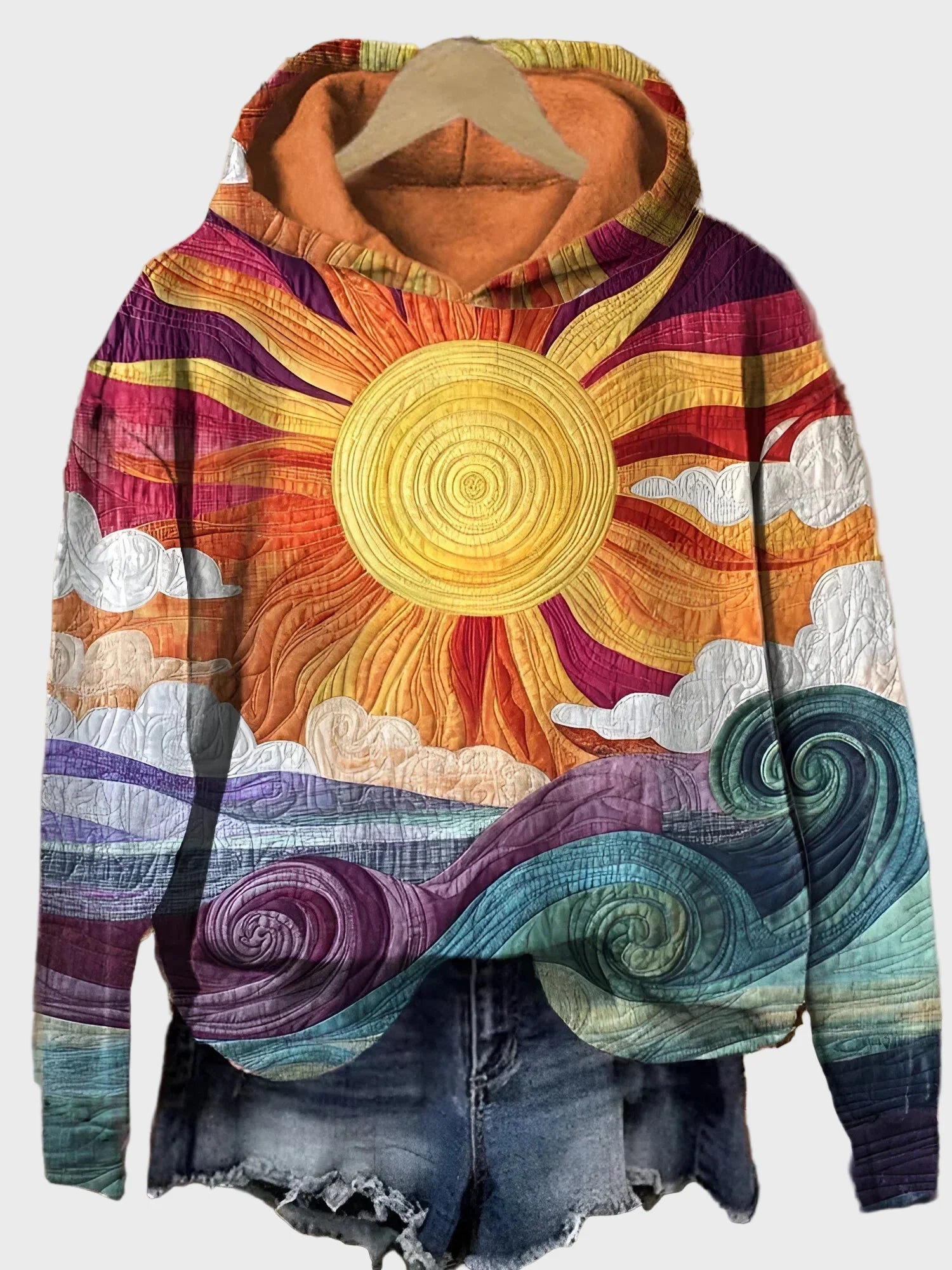 Retro Sweatshirt with Sunbeam Design