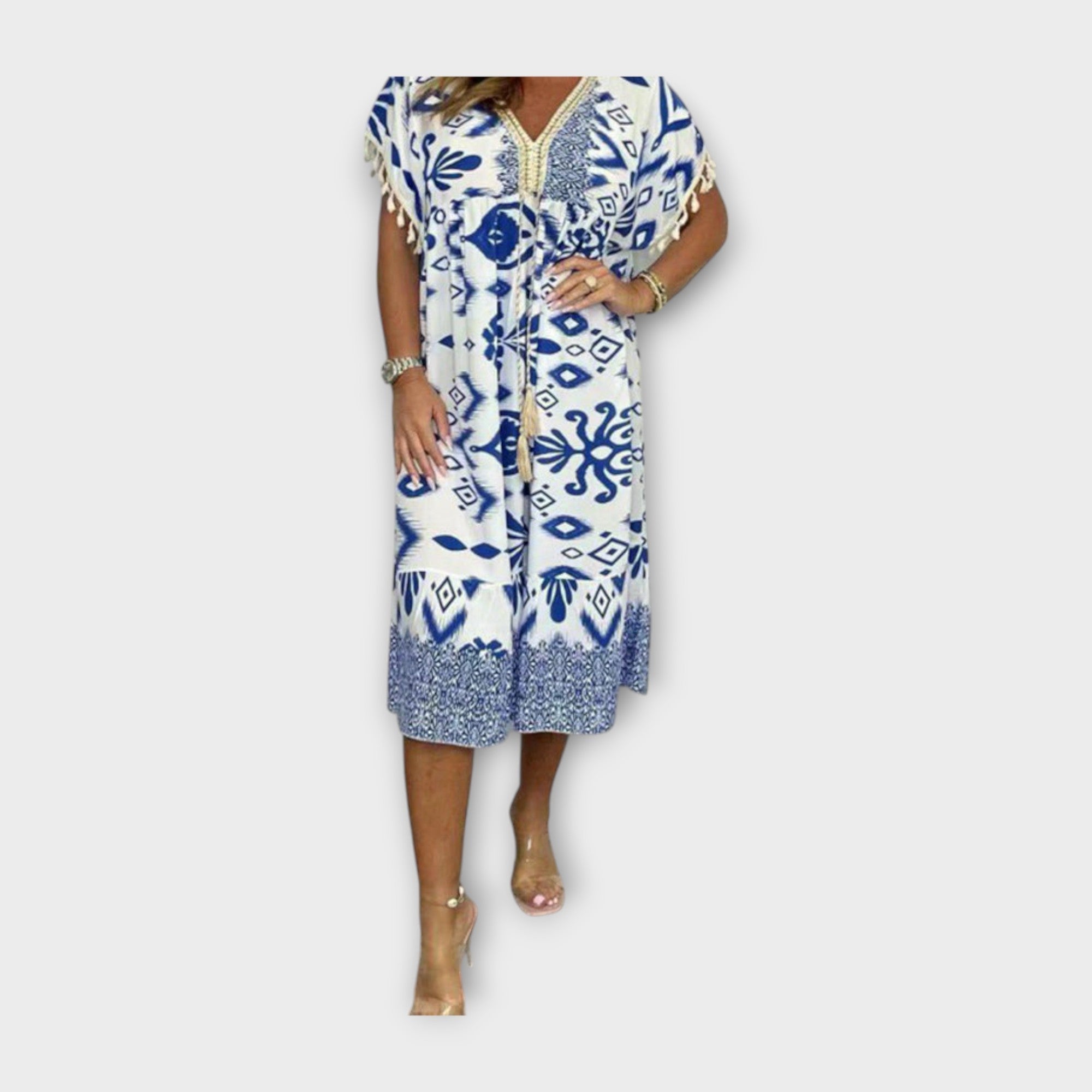 Kaftan Below Knee with Patterns and Cord