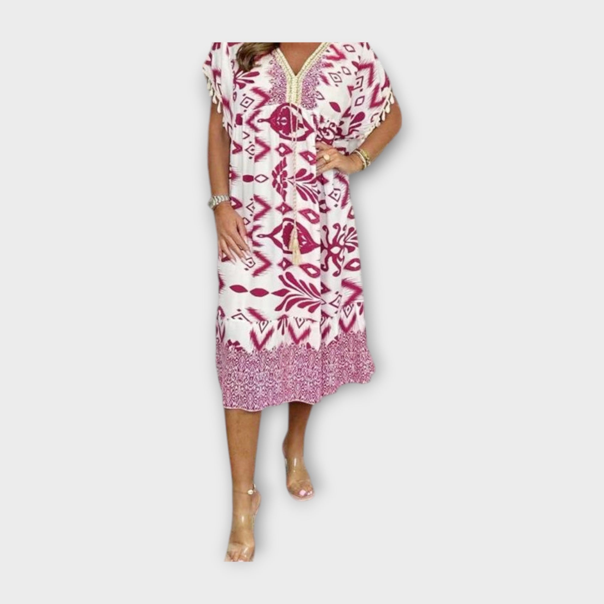 Kaftan Below Knee with Patterns and Cord