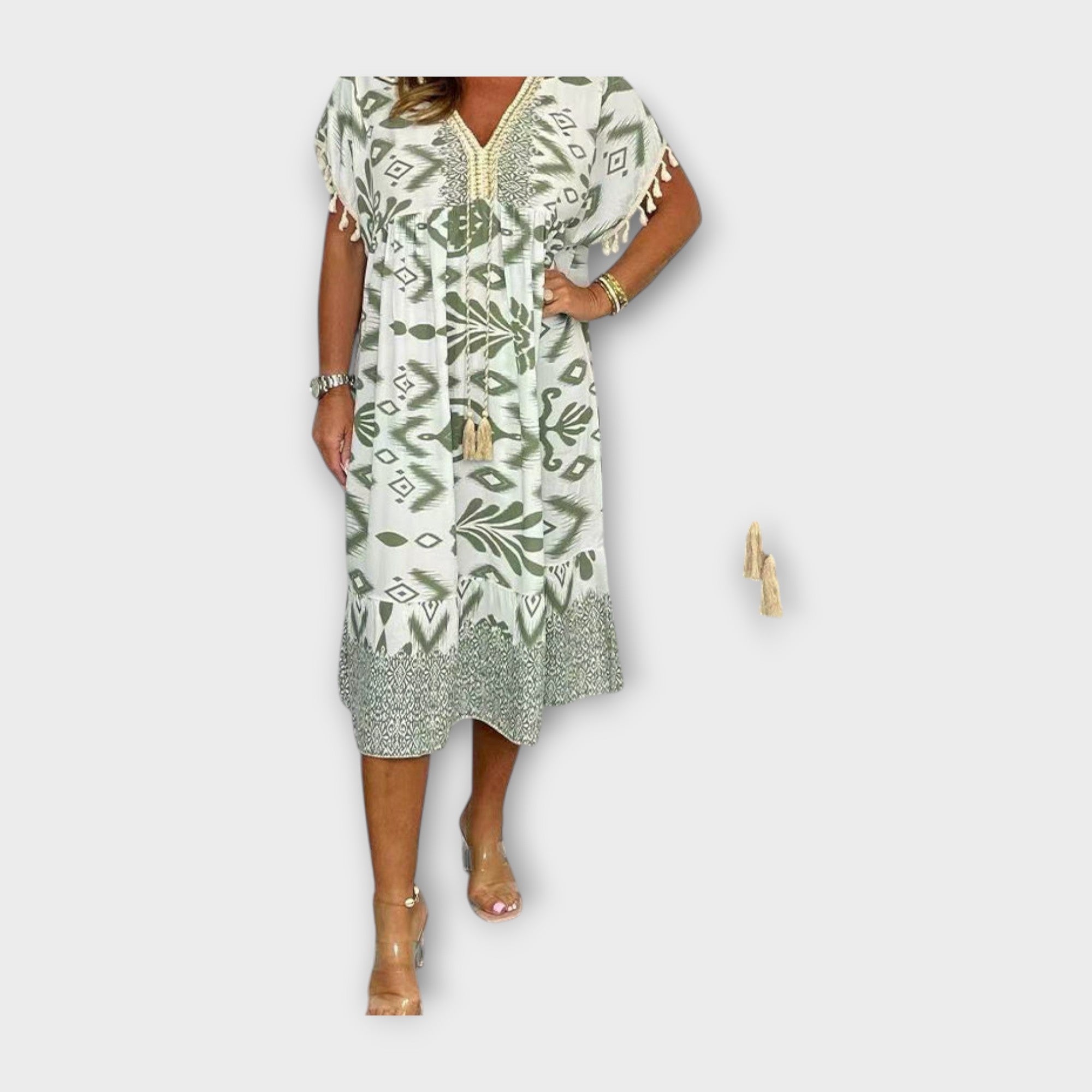 Kaftan Below Knee with Patterns and Cord