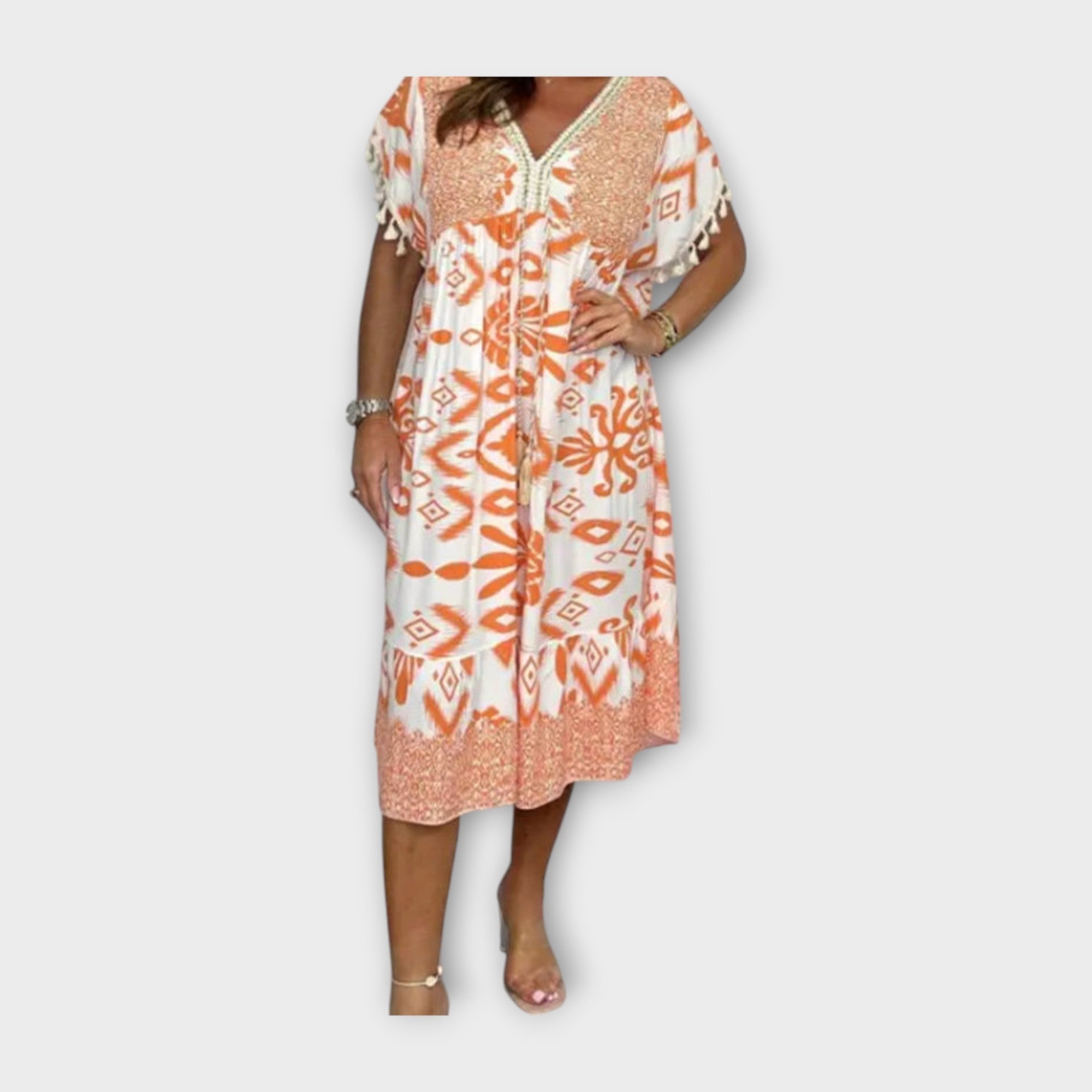 Kaftan Below Knee with Patterns and Cord