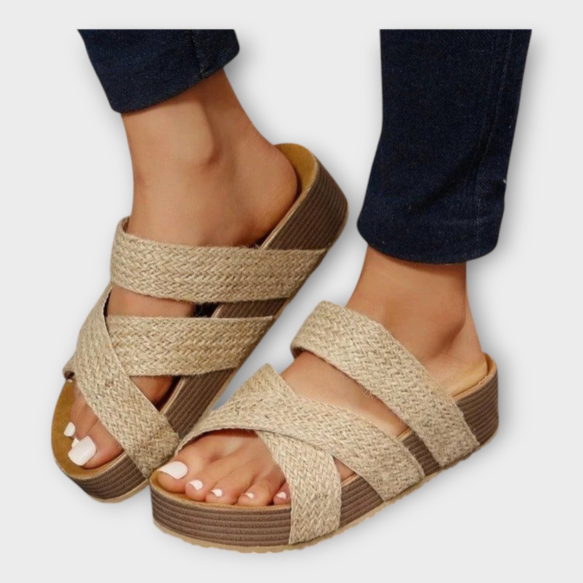 Platforms with Woven Detail and Wide Strap